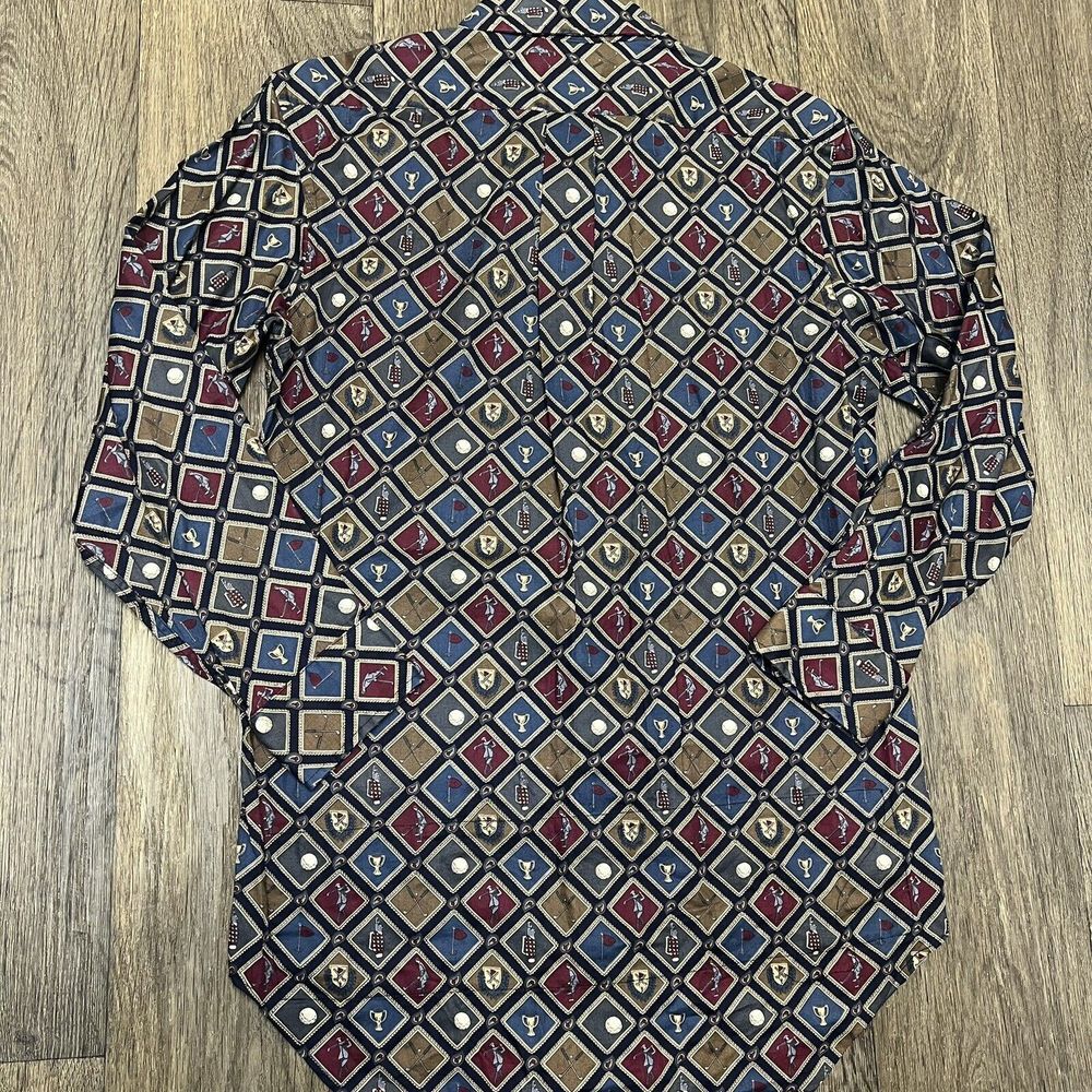 Vintage 50s 60s Ripley Dallas Golf Print Button Up Shirt Men's S/M Multicolor - Picture 8 of 10